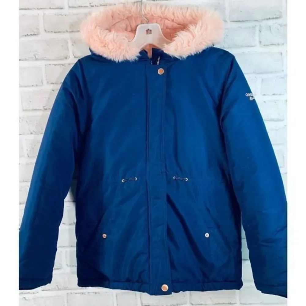 Osh Kosh B' Gosh Girls Faux‎ Fur Navy&Pink Coat 12